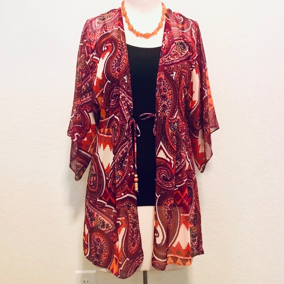CABi Paisley Print Kimono Top SZ Medium - Picture 4 of 11